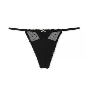 NWT Victoria's Secret Black Dot Mesh V-String